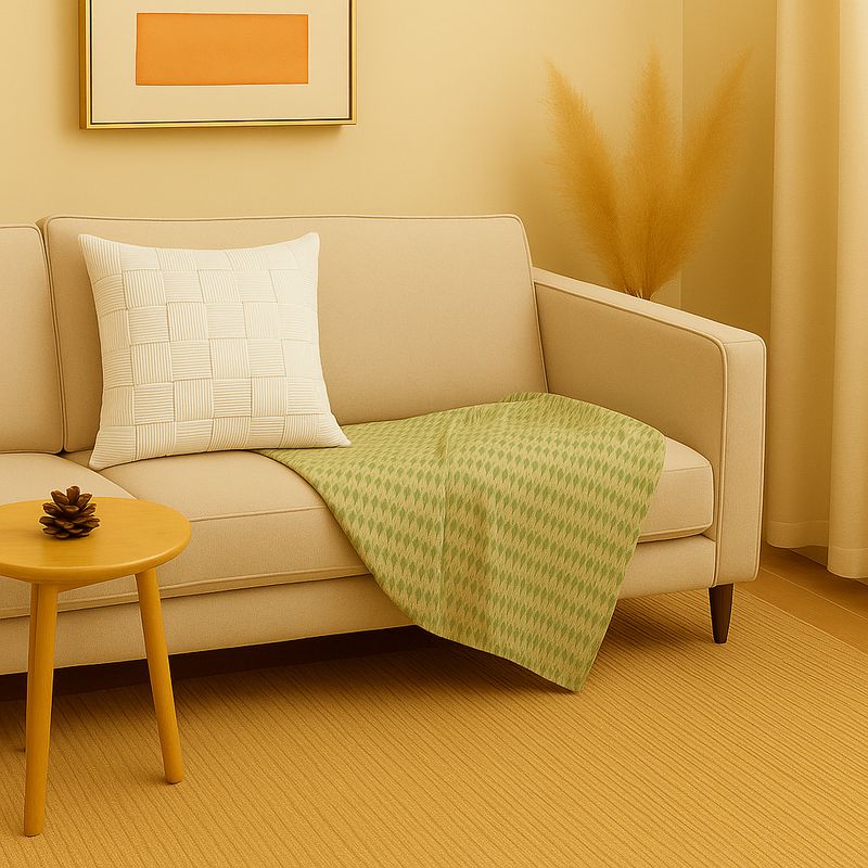 ALTERNATIVE - Funda De Cojín 45x45cm Blanco Marfil Diseño Entrelazado 464