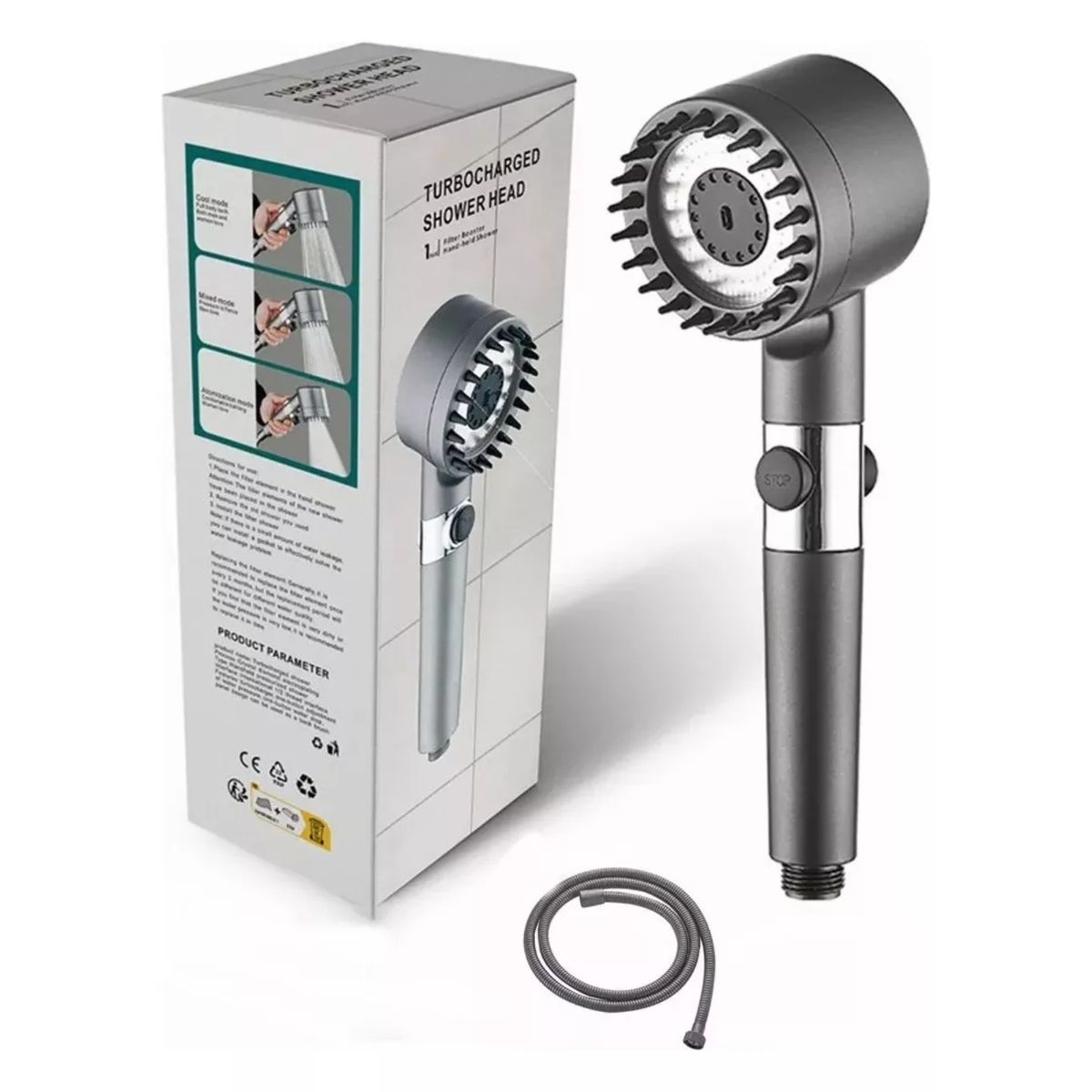 GENERICO - Cabezal De Ducha De Alta Presión Ajustable 3 Modos Mate