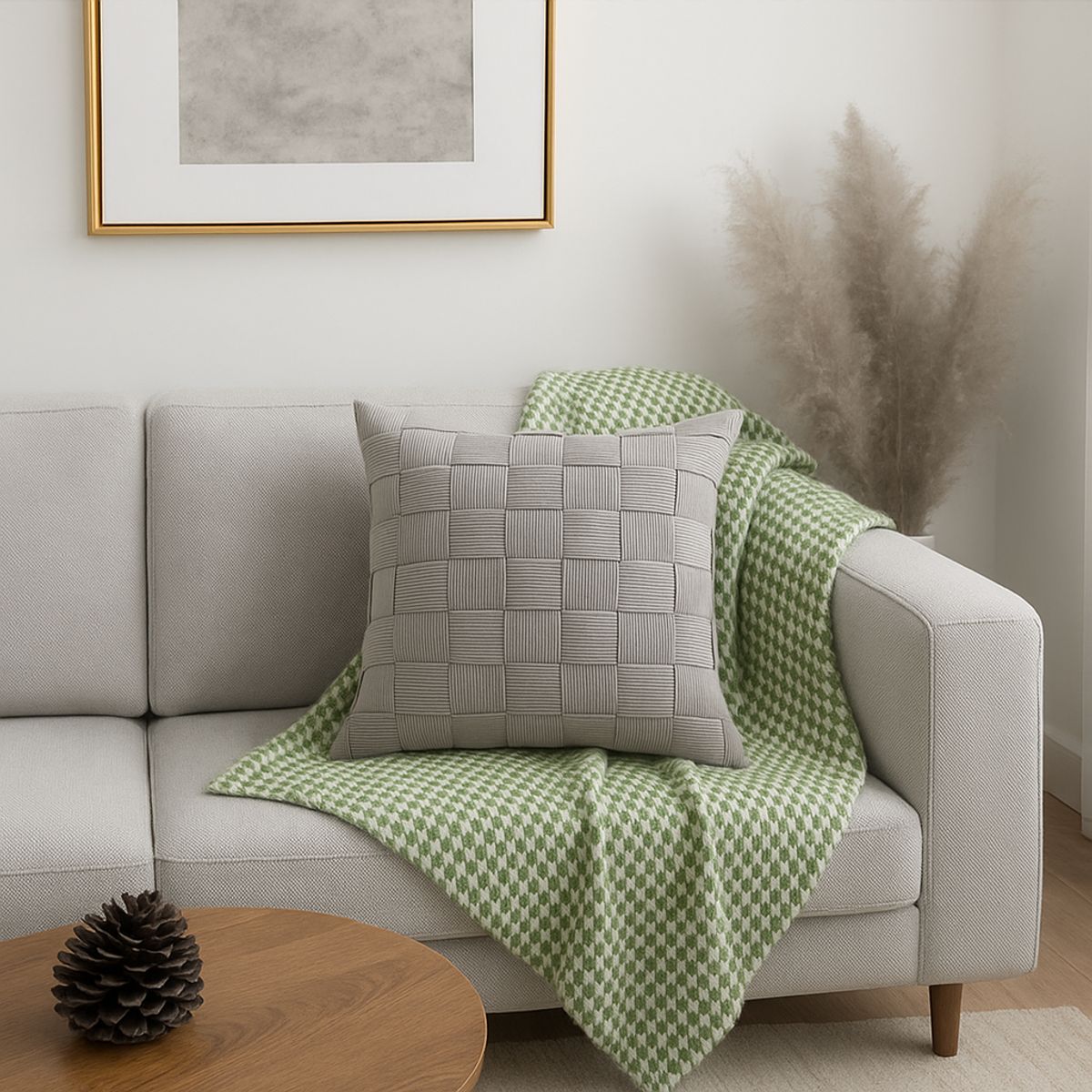 ALTERNATIVE - Funda Decorativa 45x45 cm - Diseño Gris Entrelazado - 464