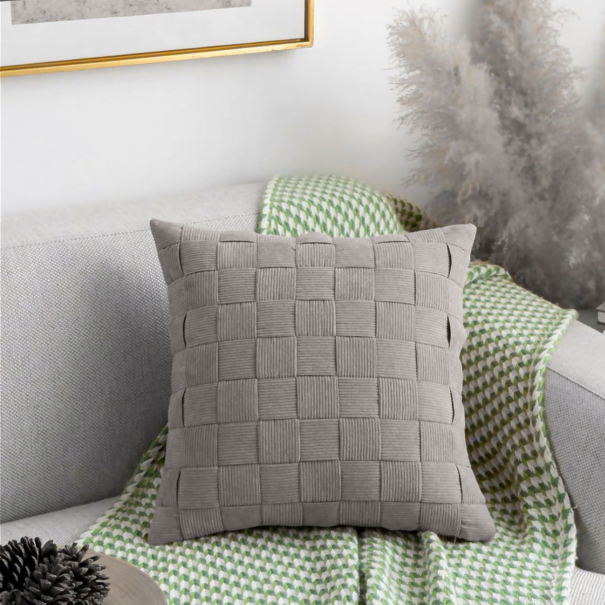 ALTERNATIVE - Funda De Cojín 45x45 Cm Diseño Entrelazado Color Gris 464