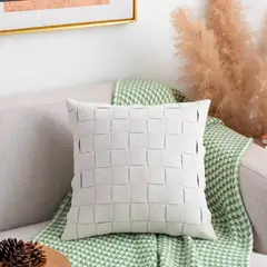 ALTERNATIVE - Funda Cojín 45x45 cm - Blanco Marfil Entrelazado - 464.