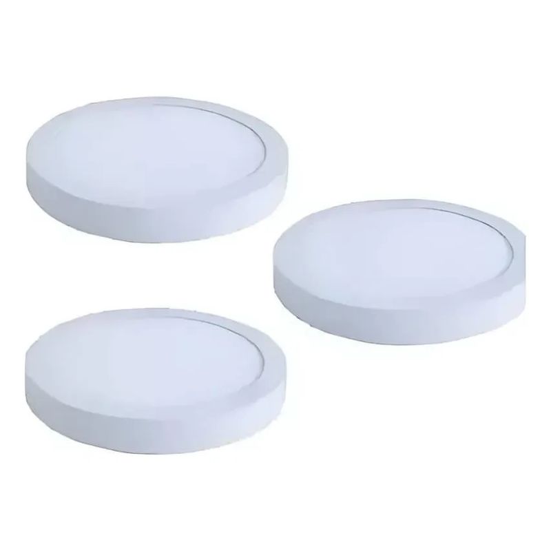 GENERICO - Pack 3 Focos Panel Plafón Sobrepuesto Led Luz Fría Redondo