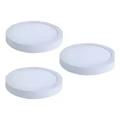 GENERICO - Pack 3 Focos Panel Plafón Sobrepuesto Led Luz Fría Redondo