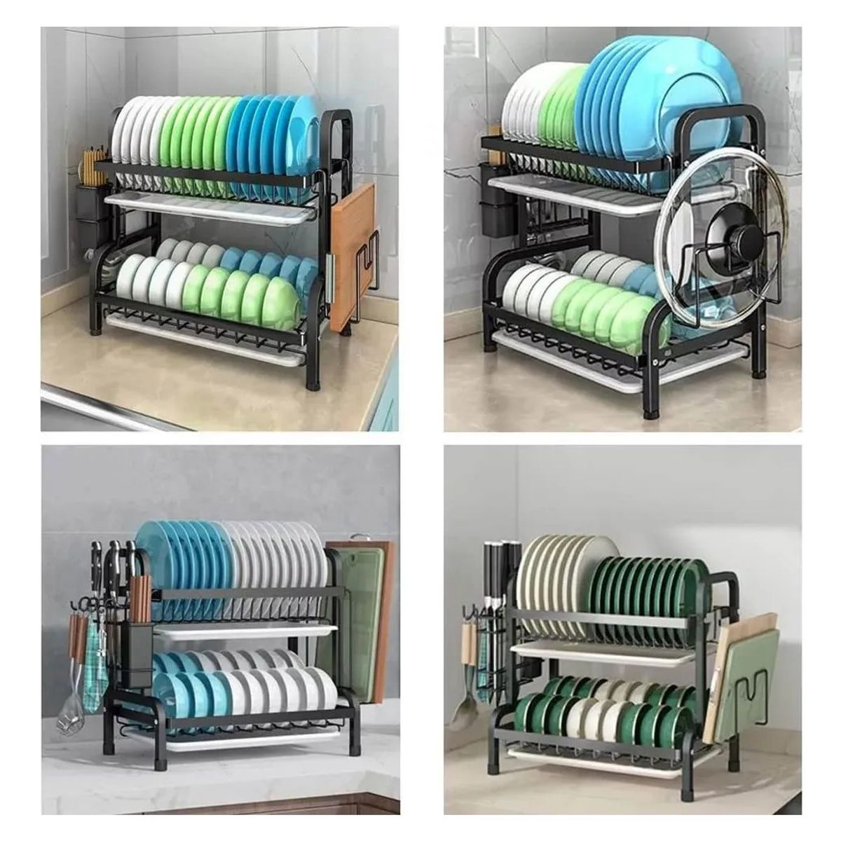 MUNDO MAGIA - Secador Escurridor De Loza Platos 2 Niveles Acero Inoxidable