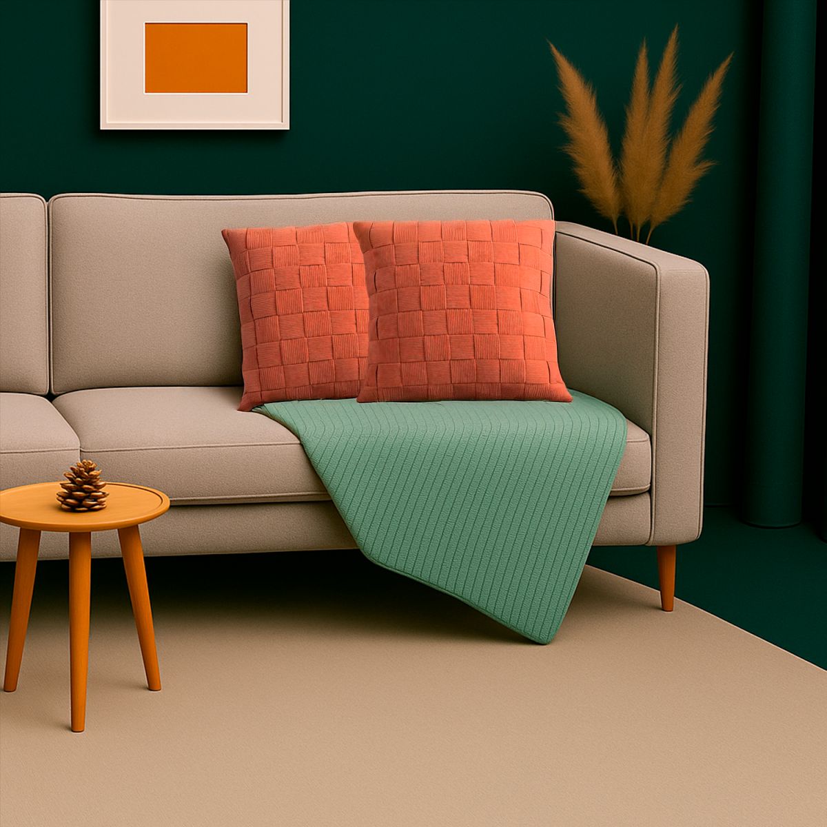 ALTERNATIVE - Pack 2 Funda Cojín Moderno Color Terracota 45x45 -  464