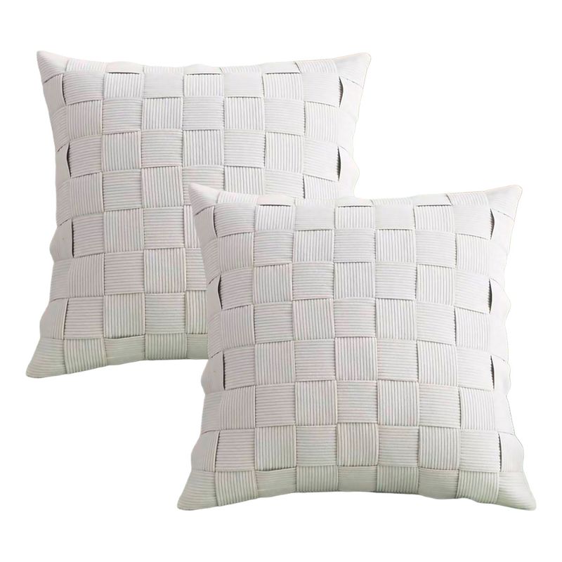ALTERNATIVE - Pack 2 Funda Cojín Moderno Color Blanco Marfil  45x45 -  464