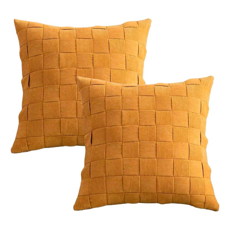 ALTERNATIVE - Pack 2 Fundas Cojín 45x45 cm - Mostaza Entrelazado -  464