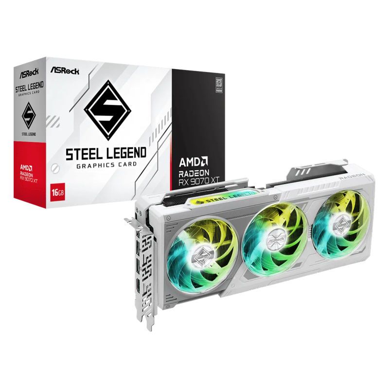 ASROCK - ASRock RADEON RX 9070 XT STEEL LEGEND 16G DDR6 3xFAN BLANCA