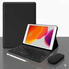 GENERICO - PACK SMART IPAD Air 3rd Funda NEGRA + teclado mouse y lápiz táctil