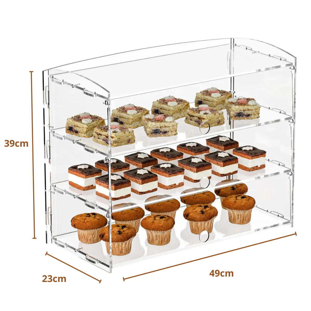 GENERICO - Vitrina Exhibidor Pasteles Panadería 3 Niveles.