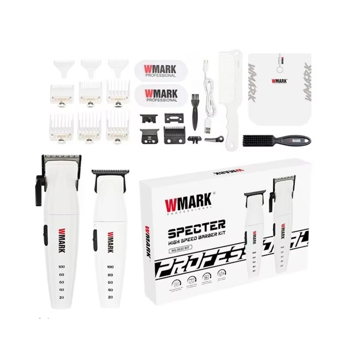 WMARK - Barber Combo NG8632 Wmark CortaPelo + Patillera 9000 Rpm