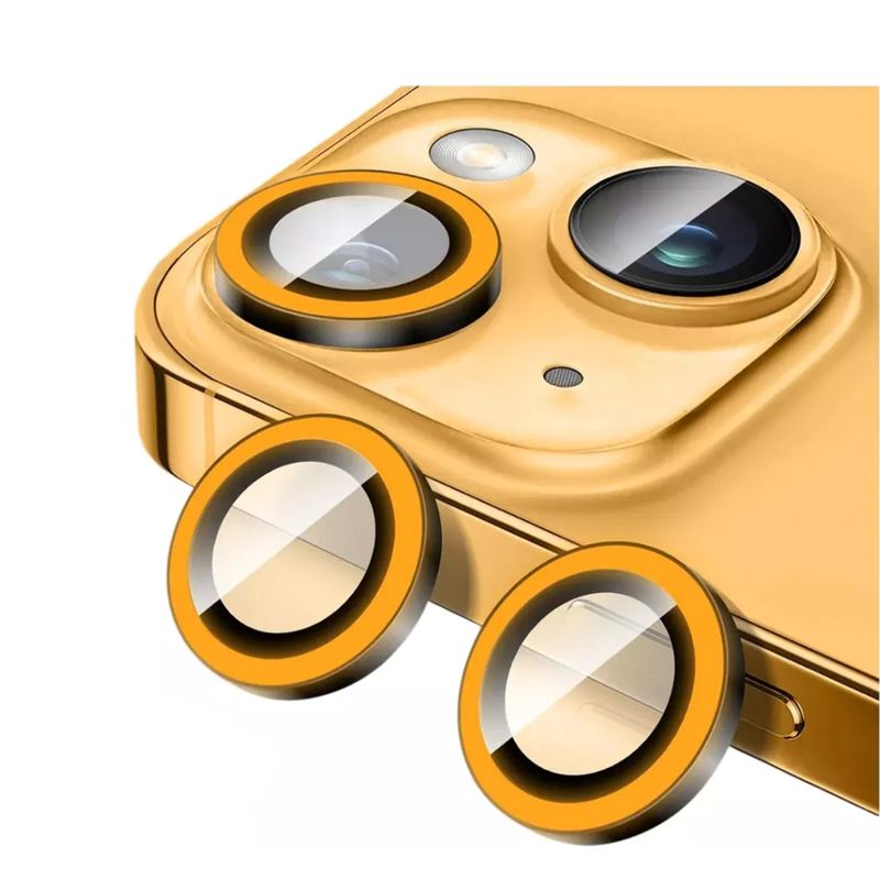 JOIGO - Protector de Lentes de Camara Para iPhone 14 / 14 Plus Fluor Naranja.