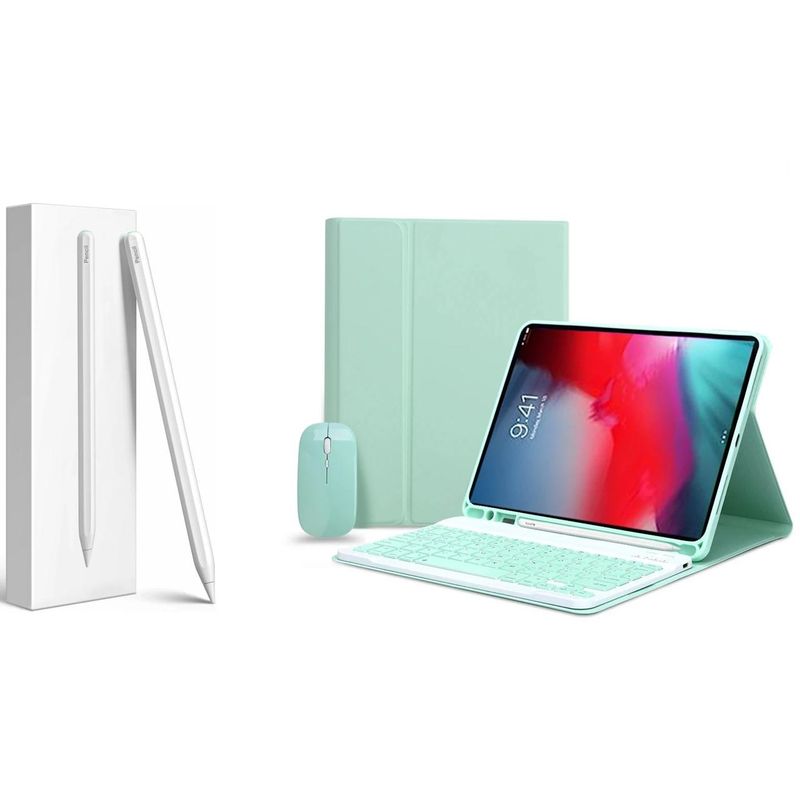 GENERICO - PACK SMART IPAD Air 3rd Funda VERDE MENTA + teclado mouse y lápiz táctil