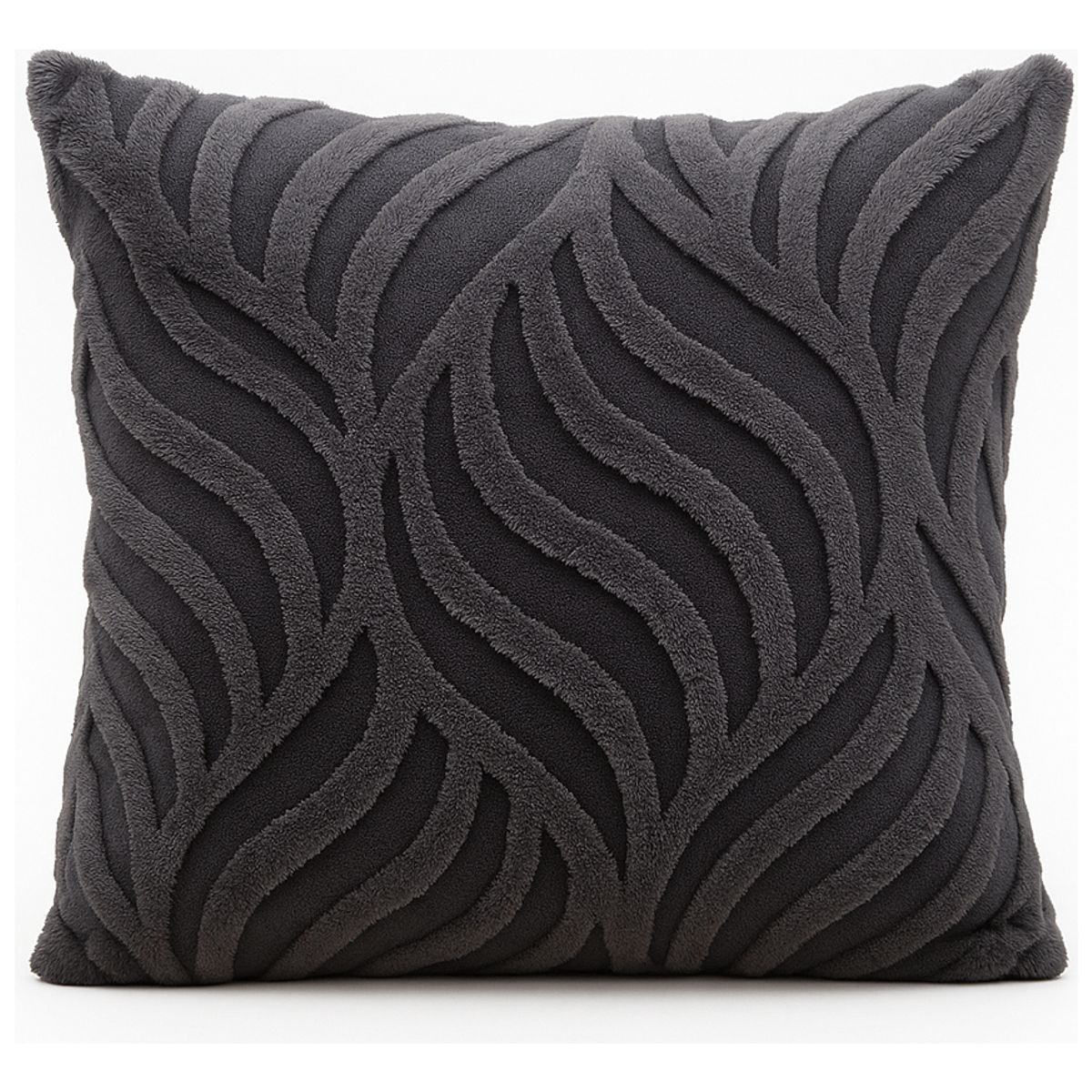 ALTERNATIVE - Funda Cojín 45x45cm Textura Aterciopelada Relieve Gris 444