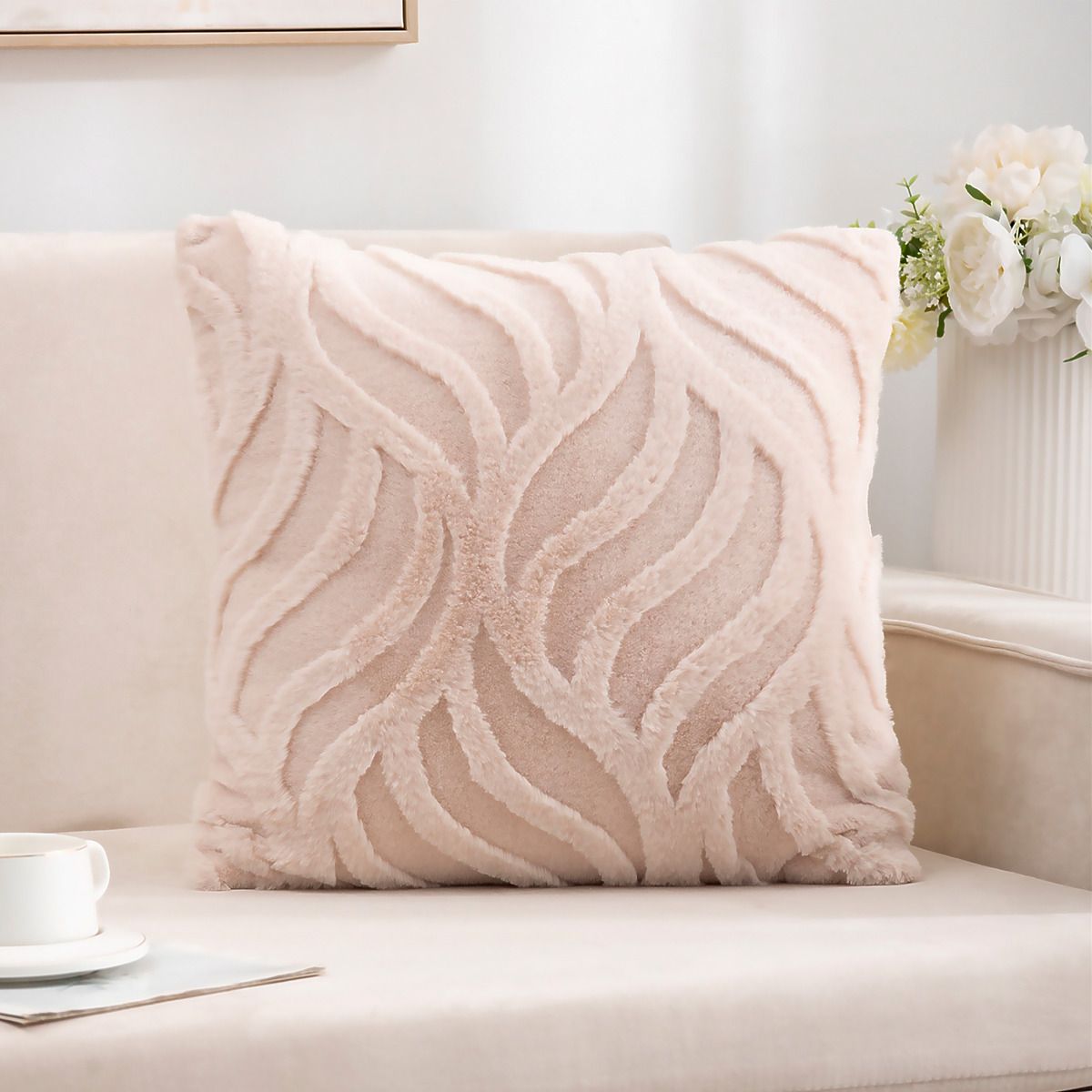 ALTERNATIVE - Funda Decorativa 45x45 cm - Beige Textura Aterciopelada - 644.