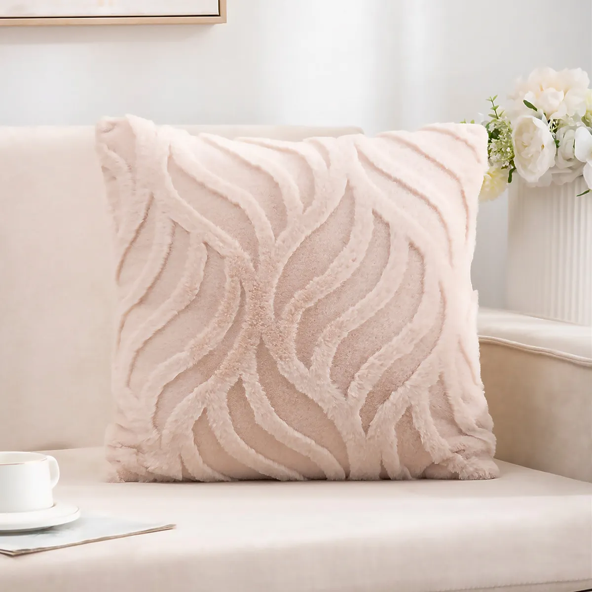 ALTERNATIVE - Funda Decorativa 45x45 cm - Beige Textura Aterciopelada - 644