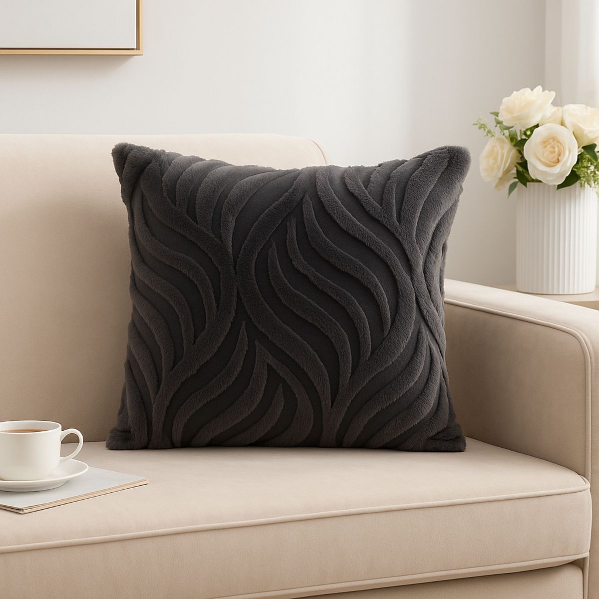 ALTERNATIVE - Funda Decorativa 45x45 cm - Textura Aterciopelada Gris - 444