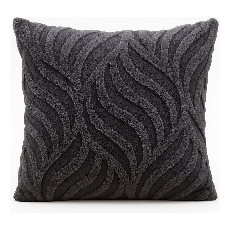 ALTERNATIVE - Funda Cojín Relieve - Gris Aterciopelada 45x45 cm - 444