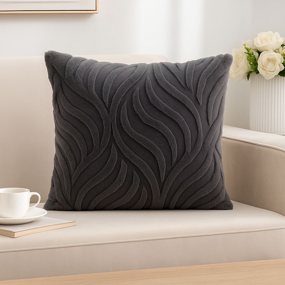 ALTERNATIVE - Funda Decorativa 45x45 cm - Textura Aterciopelada Gris - 444