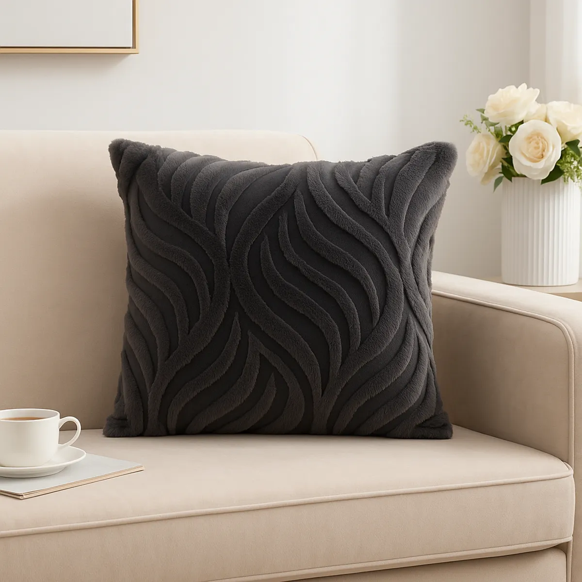 ALTERNATIVE - Funda Decorativa 45x45 cm - Textura Aterciopelada Gris - 444