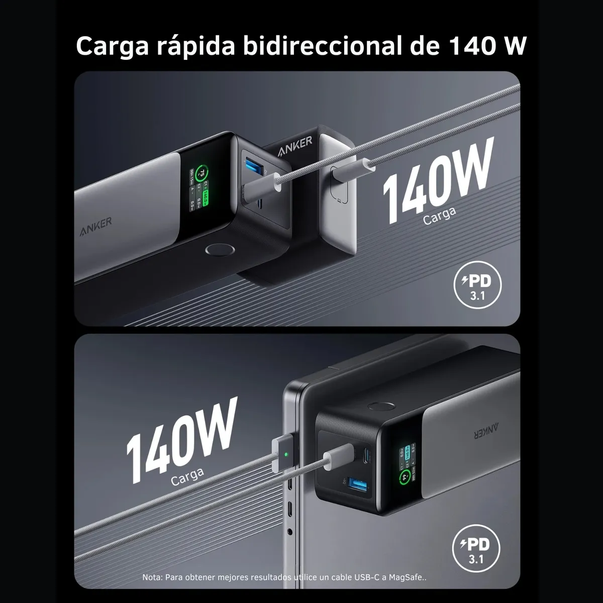ANKER - Bateria Externa Prime 20,000mAh 130W  Anker Negro