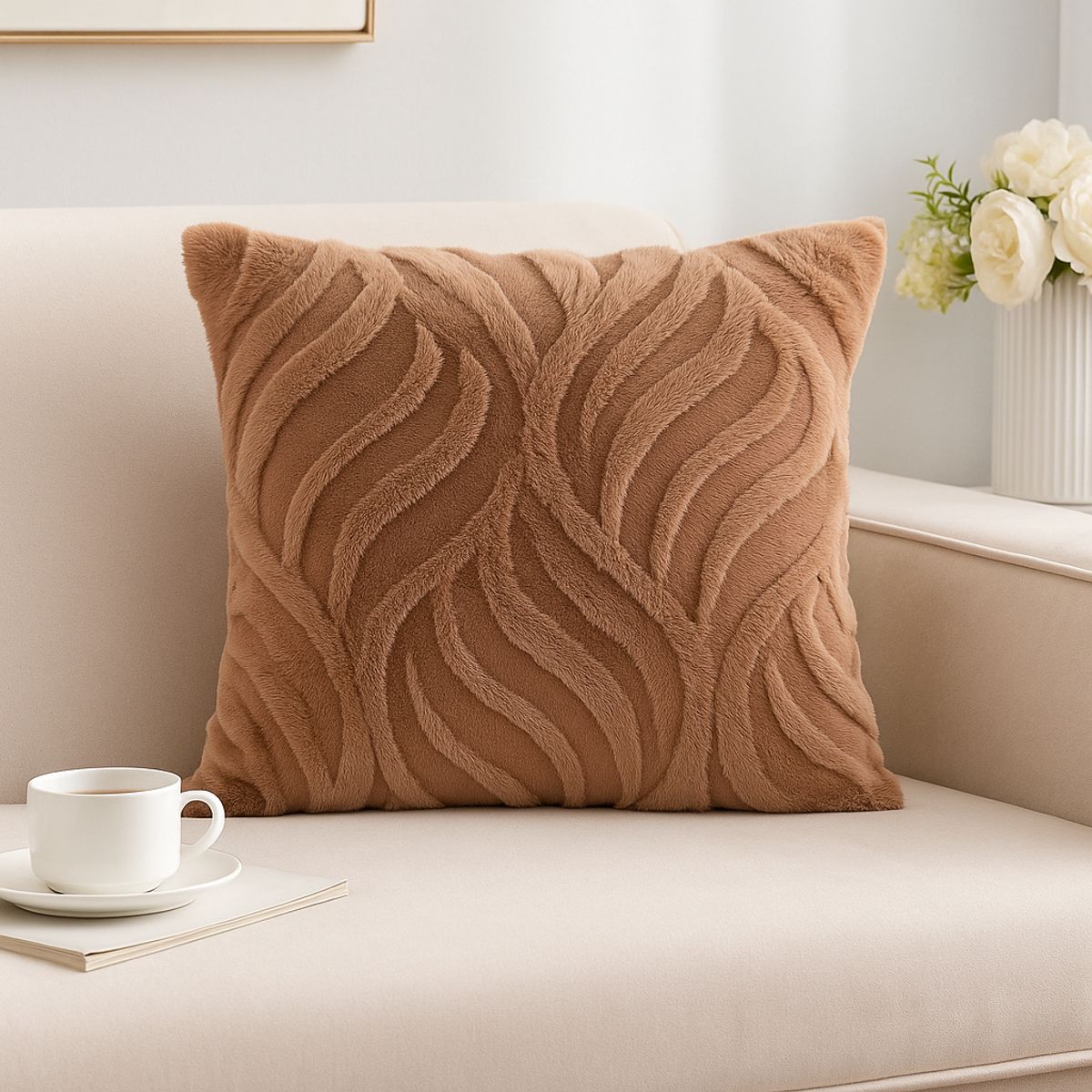 ALTERNATIVE - Funda Decorativa 45x45 cm - Textura Aterciopelada Café - 449