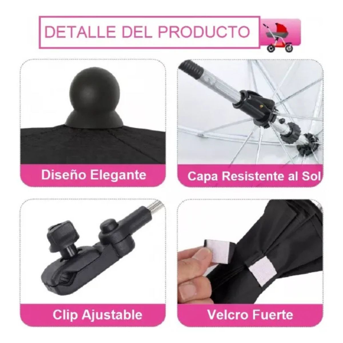 MOVI - Sombrilla universal para cochecito con brazo 360°