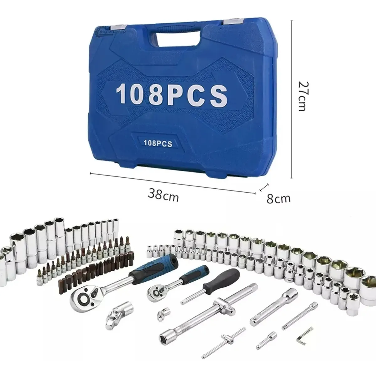 GENERICO - Juego De Dados Y Llaves 108 Piezas Kit De Herramientas Mecanicas Profesionales En Maletin FIGOIMPORT