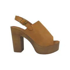 HERIEL - Sandalia Camel Taco Mujer