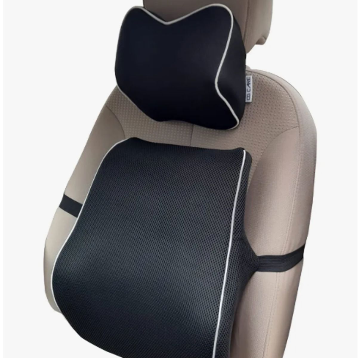 GENERICO - Cojín Soporte Lumbar Auto Escritorio Cg Care 44x35 Cm Negro Polyester