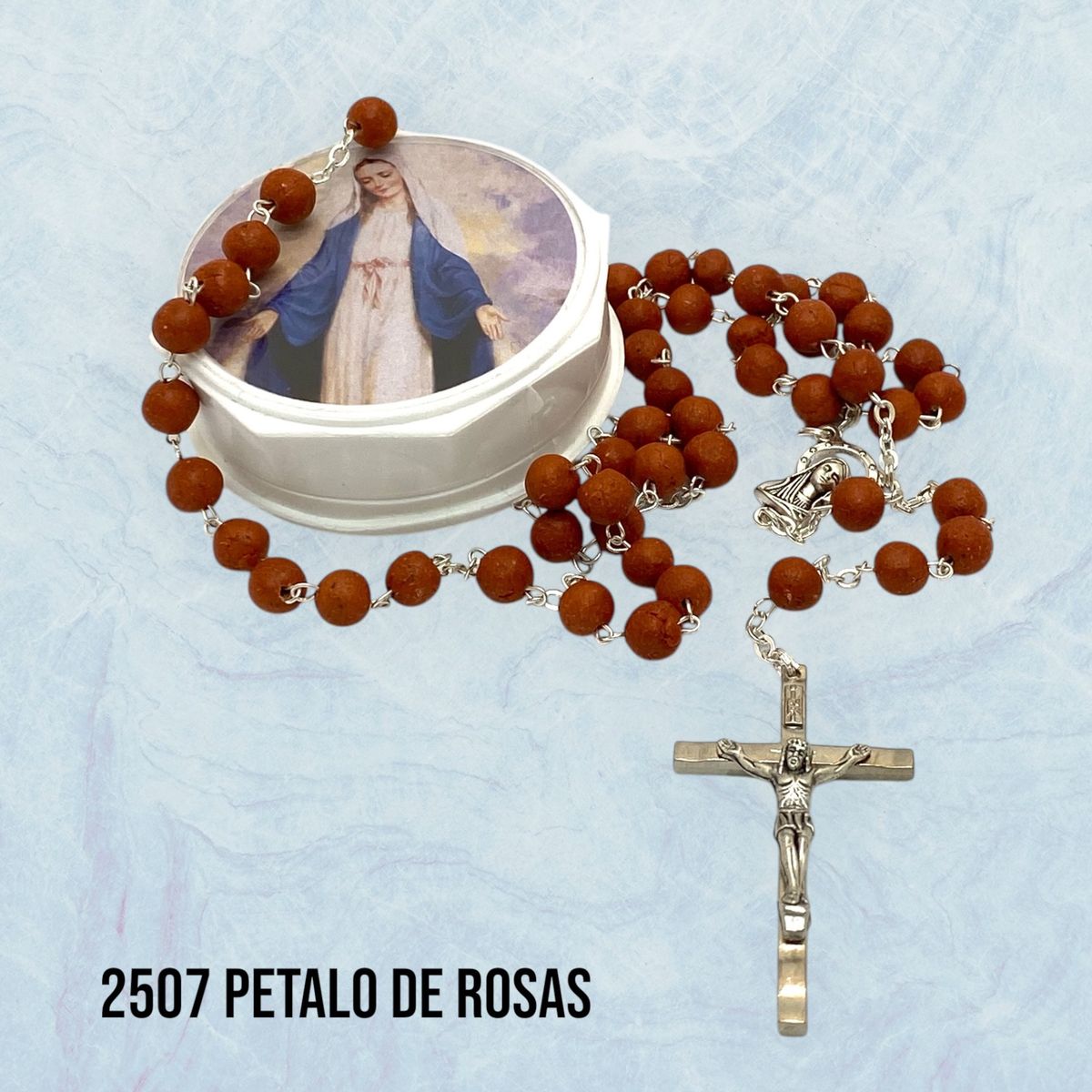 GENERICO - Rosario Católico de  Pétalos de Rosa de  6 mm. Hecho en Italia.