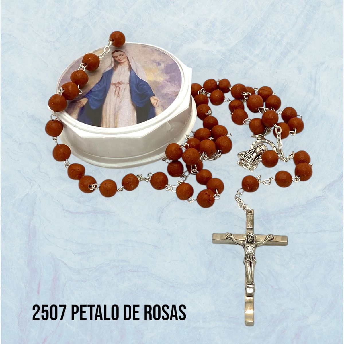 GENERICO - Rosario Católico de  Pétalos de Rosa de  6 mm. Hecho en Italia.