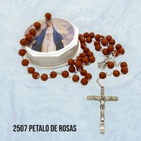 Rosario Católico de Pétalos de Rosa de 6 mm. Hecho en Italia.
