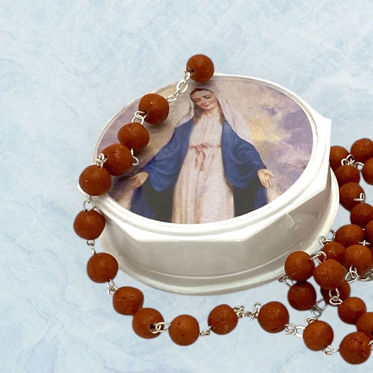 GENERICO - Rosario Católico de  Pétalos de Rosa de  6 mm. Hecho en Italia.