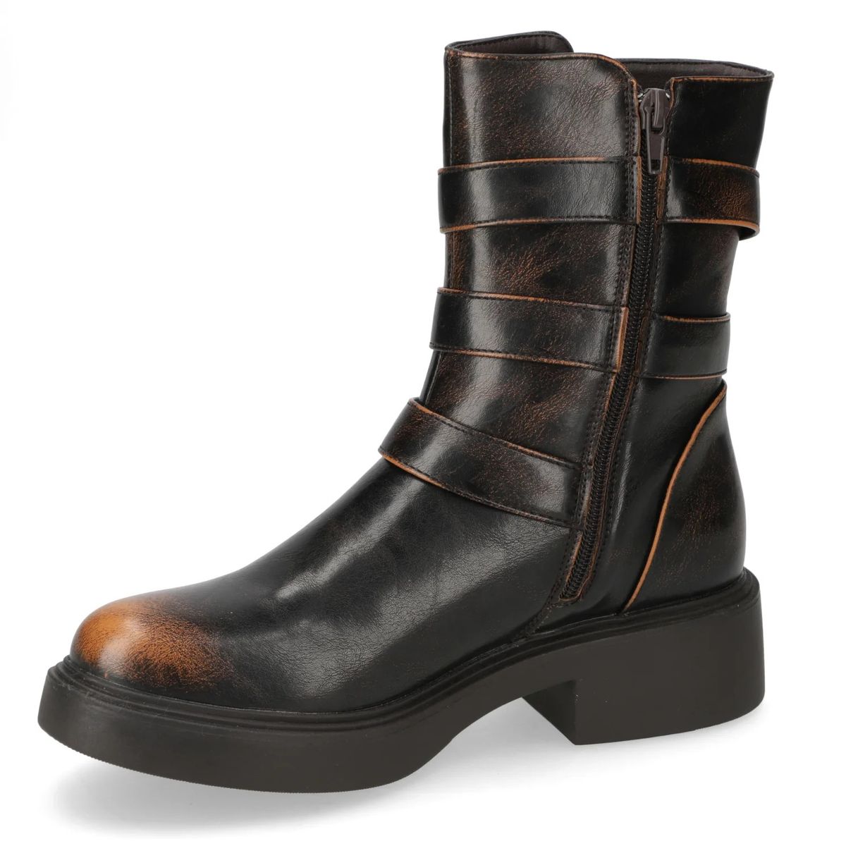 NEW WALK - Bota Mujer Taco Ancho 3 cm Café