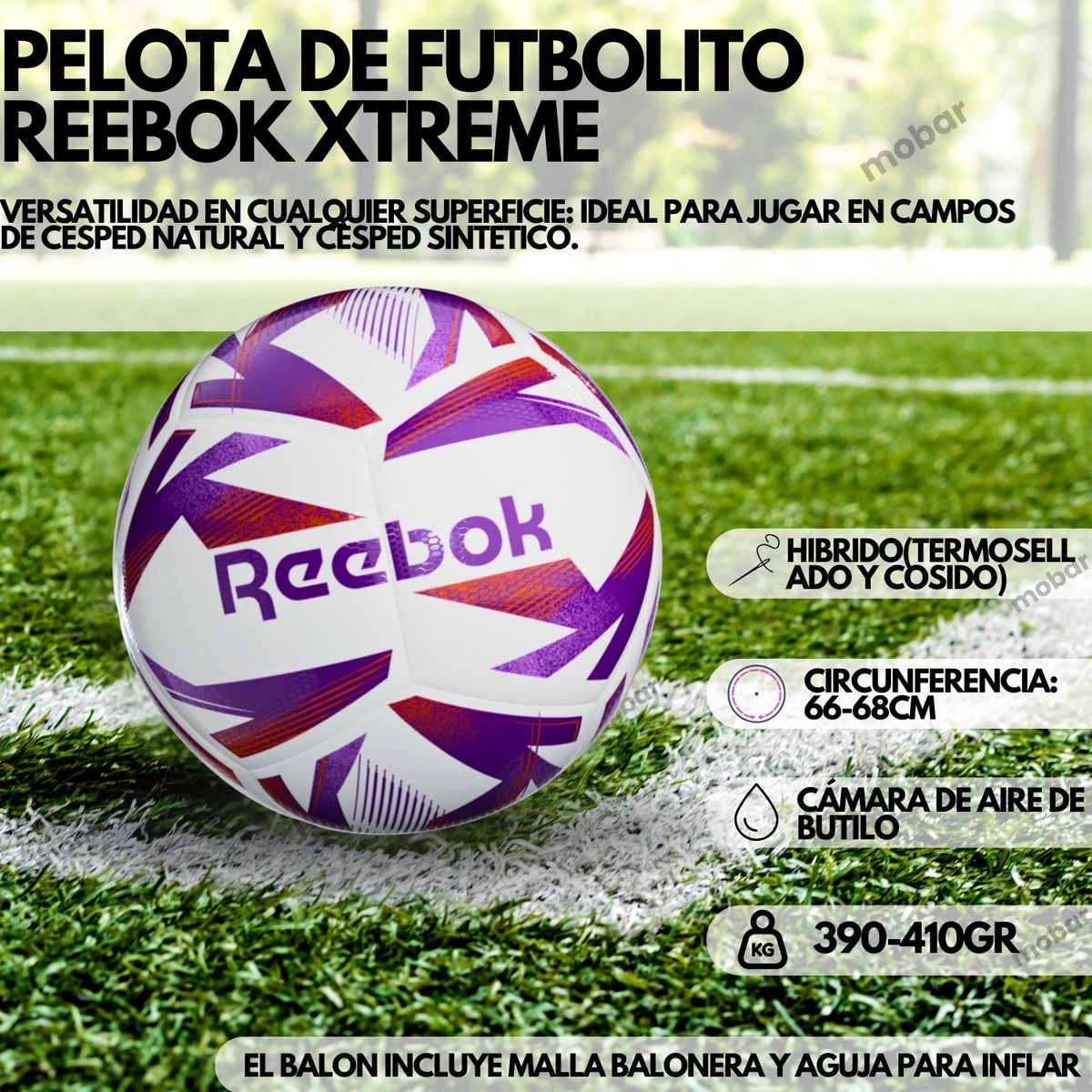 REEBOK - Balon Futbolito Pelota Futbol 7 Reebok Xtreme Bote Medio