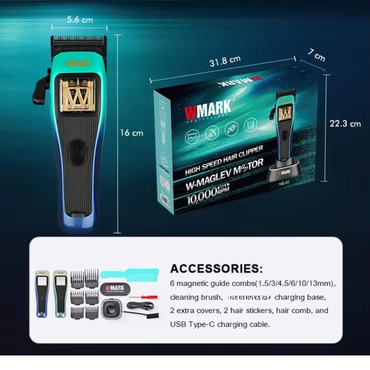 WMARK - Maquina Cortadora Professional WMARK NGX1 Polar 10000RPM