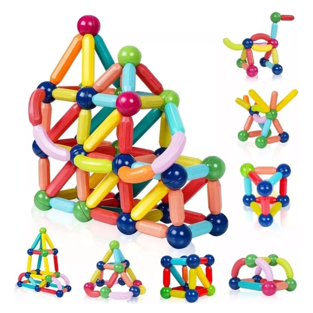 GENERICO - Juguete Barras Magnético Armable De 64 Pcs