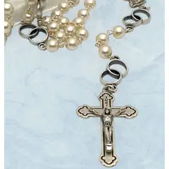 GENERICO - Rosario Católico de Perlas de 8 mm. para Matrimonio. Hecho en Italia.