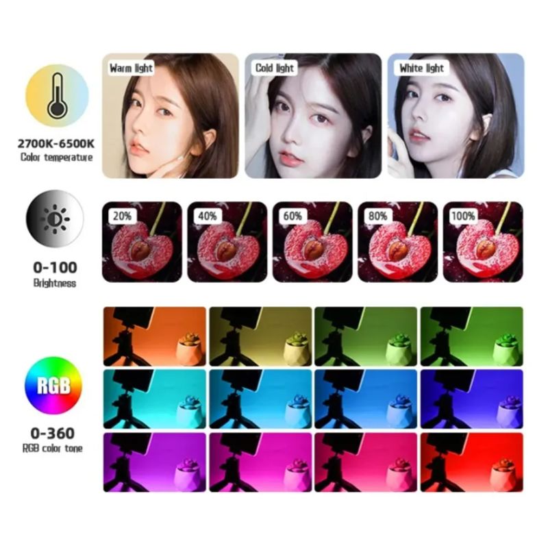 GENERICO - Luz Rgb Portátil Para Selfies Videos Ajustable Cámaras