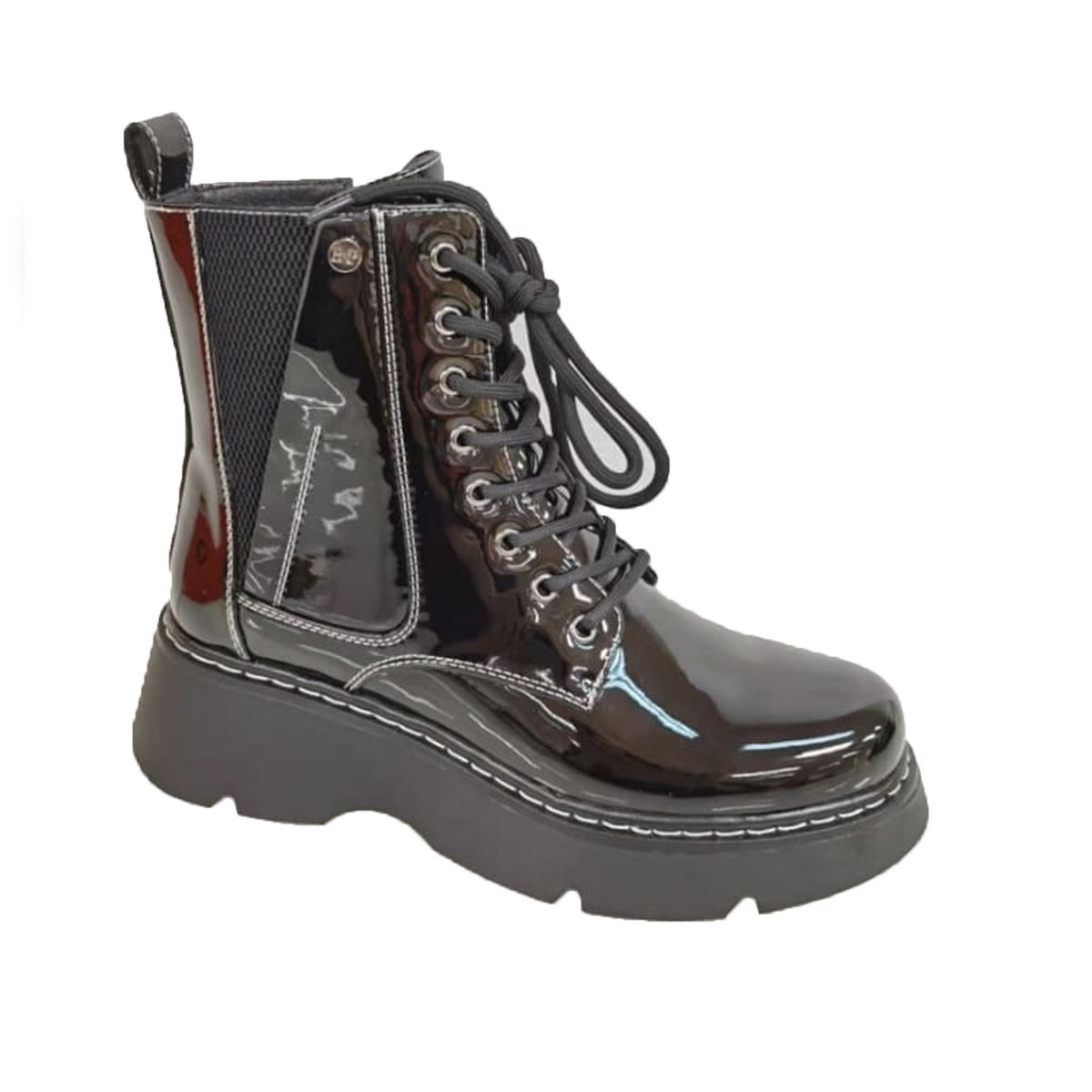 HERIEL - Botín Negro Charol Plataforma