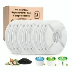 GENERICO - Pack 12 Filtros Bebedero Fuente Agua Eléctrico Gato Perro