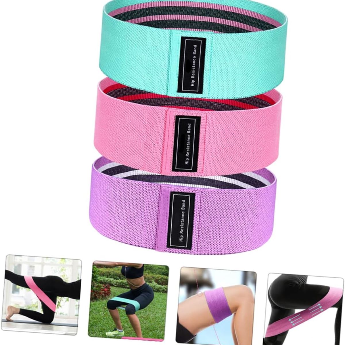 GENERICO - Bandas de Elásticas para piernas y glúteos, tela antideslizante, 3 niveles