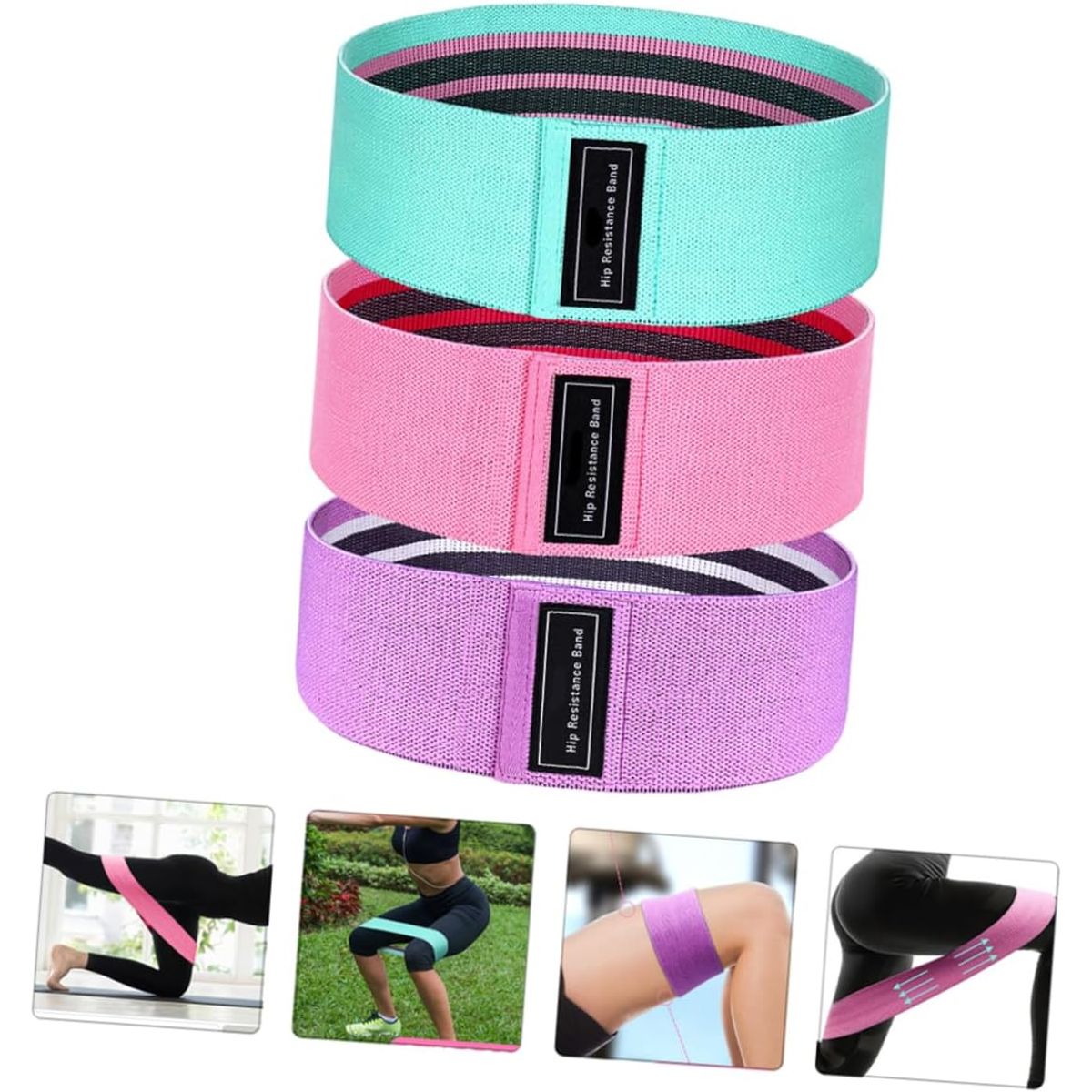GENERICO - Bandas de Elásticas para piernas y glúteos, tela antideslizante, 3 niveles