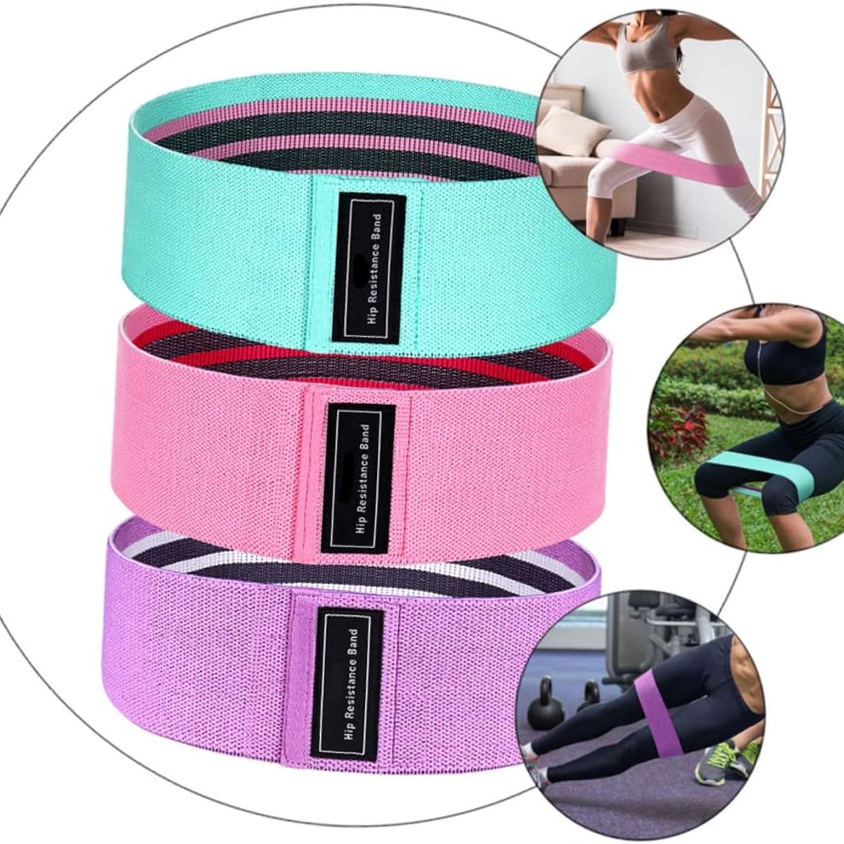 GENERICO - Bandas de Elásticas para piernas y glúteos, tela antideslizante, 3 niveles