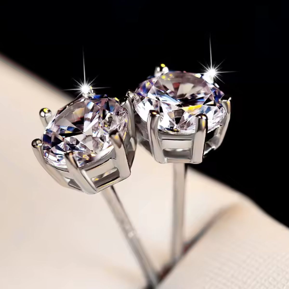 GENERICO - Pendientes de Plata 925 de moissanita con certificado