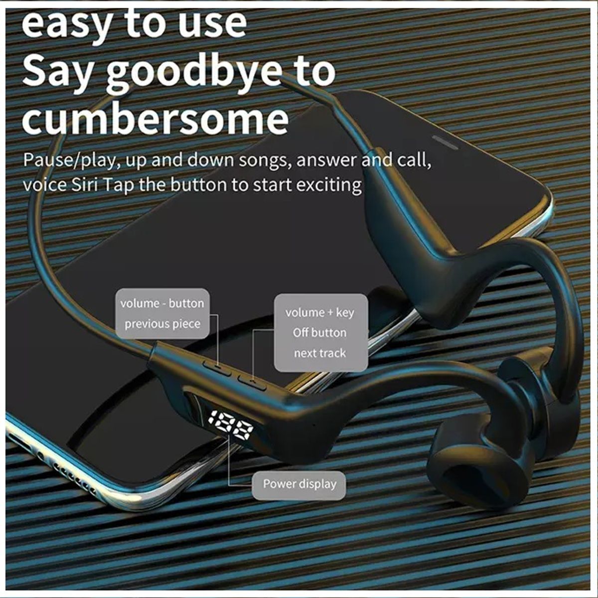 GENERICO - Audífonos inalámbricos Bluetooth Open-Ear Bone Conduction IPX-5 KS38