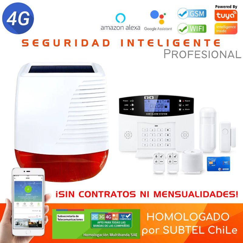 D MOTICA - Kit Alarma WifiGsm 4G Seguridad Inteligente Inalámbrica con Sirena Exterior