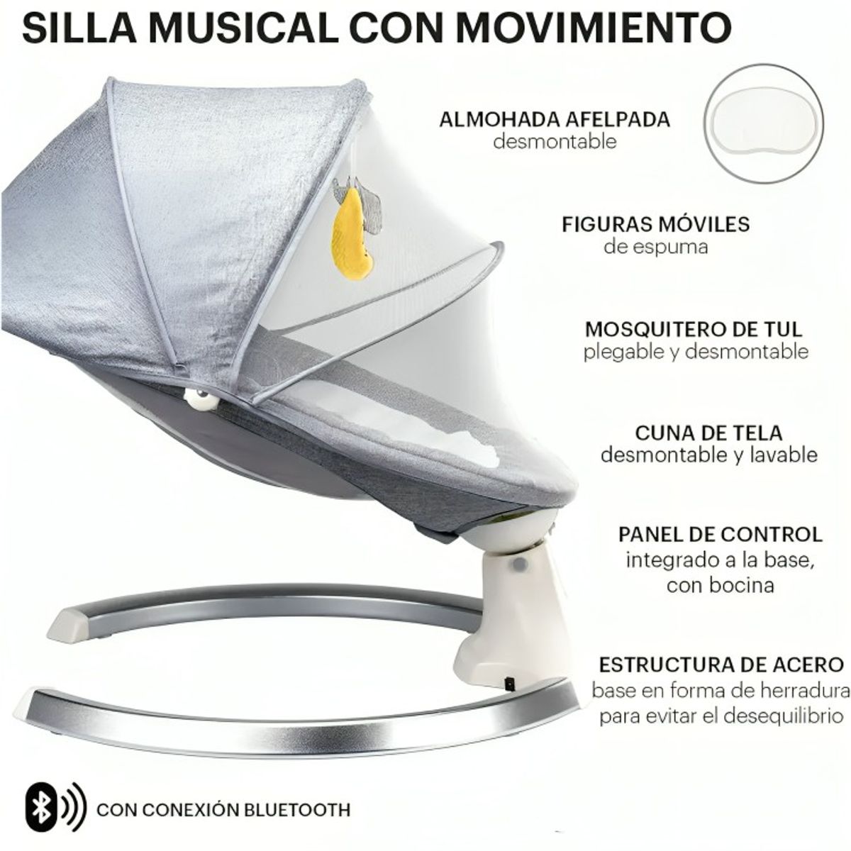 GENERICO - Silla Mecedora Electrica Inteligente Bebés Multifuncion