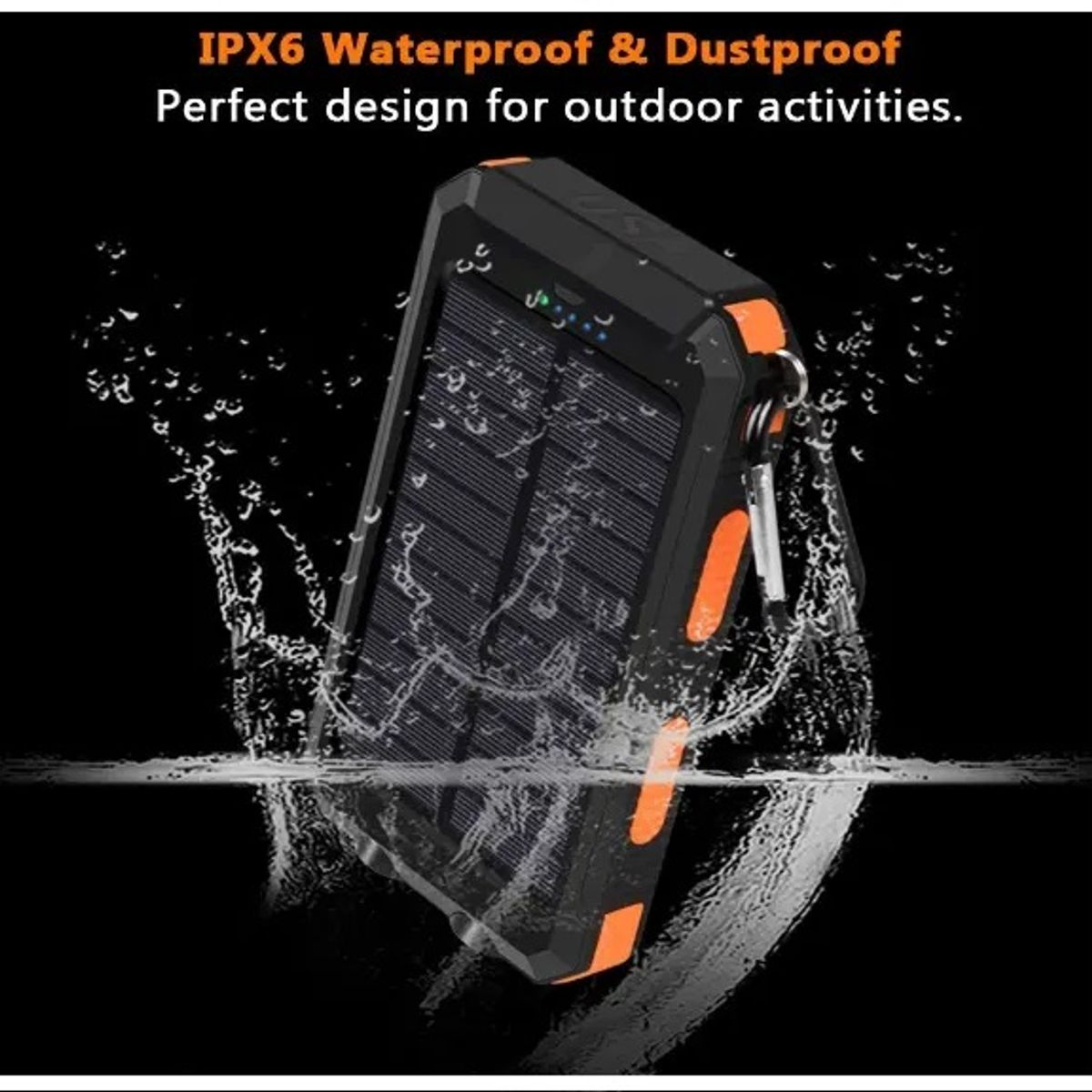 GENERICO - Cargador Solar Portátil 20000mAh Linterna a Prueba de Agua y polvo